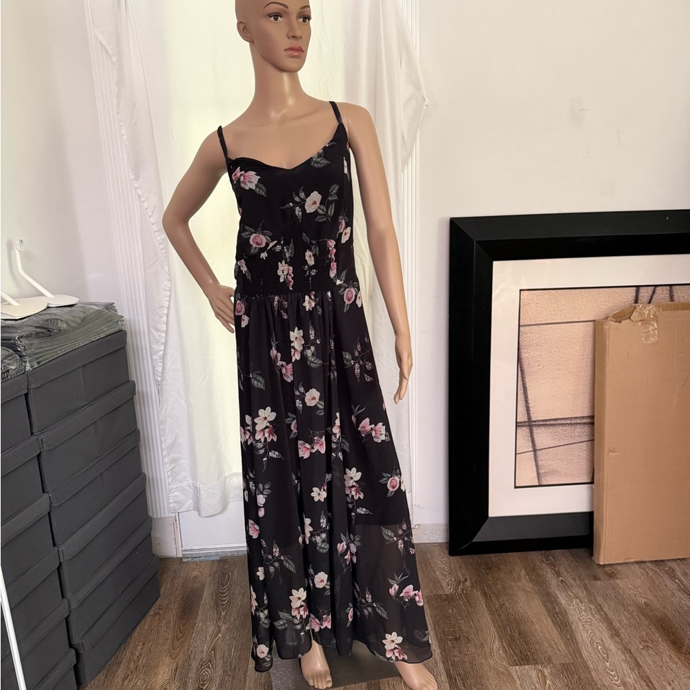 City Chic Black and Pink Sleeveless Maxi Sundress